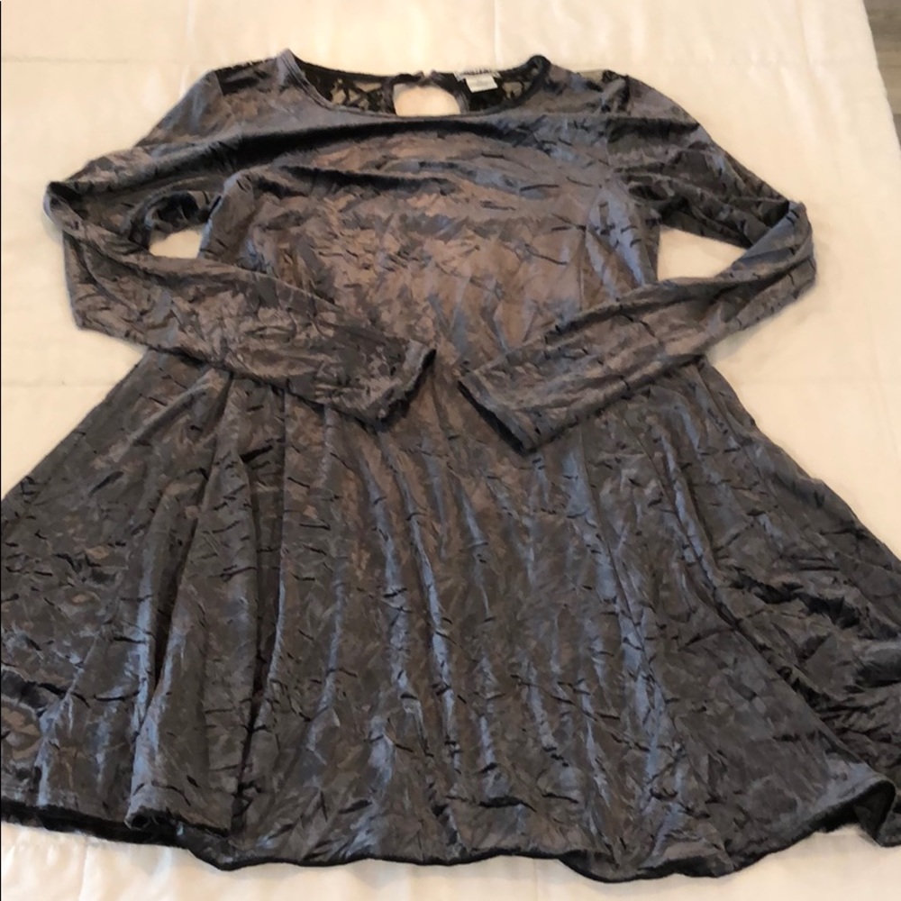 Beautiful Gray/Blue Velvet Dress with Lace Back
